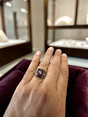 Ruby Red Turkish Eagle Ring – Ottoman Style Statement Ring