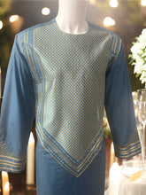Men’s Blue Parahan Tumban with Gold Embroidery Large