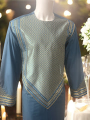 Men’s Blue Parahan Tumban with Gold Embroidery Large
