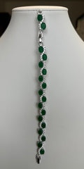 Green Crystal Infinity Bracelet for Women – Silver Tone Oval Stone Statement Bracelet – Luxury Gift Box 7249