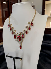 Women’s Crystal Leaf Necklace & Earrings Set – 4 Colors