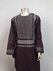 Deep Plum Kids Afghan Parahan Tunban Set – Premium Embroidered Traditional Afghan Outfit for Boys (Ages 1–12 Years) Design #24