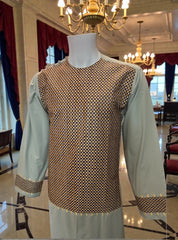 Medium Sage Green Afghan Parahan Tunban for Men with Machine Embroidery