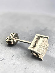 1 CT Princess-Cut Moissanite Stud Earrings – Gold or Silver, D Color VVS1
