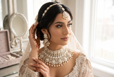 4-Piece Silver-Tone Kundan Bridal Choker Jewelry Set with Earrings, Nose Ring & Sheeshphool 027