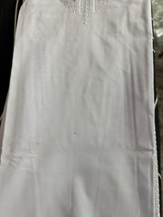 Afghan Parahan Tunban for Men White Silver Shesha Mirror Work Machine Embroidered X-Large (Minor Stain)
