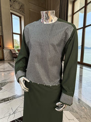 XL Green Afghan Parahan Tunban with Machine Embroidery