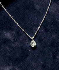 1 Carat Round Moissanite Teardrop Pendant Necklace – Silver Tone Halo Necklace with GRA Certificate & Jewelry Box 7064