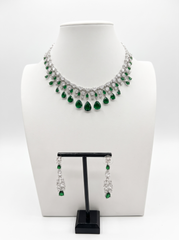 Elegant Teardrop Crystal Necklace & Earrings Set – 6 Colors