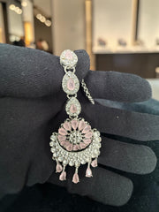 Indian Pakistani Afghan American Diamond Earrings with Maang Tikka Set | Bridal Chandbali Earrings | Wedding Jewelry Gift | 6 Color Options