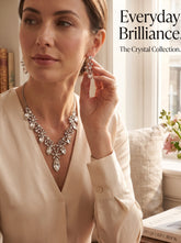 Silver-Plated Clear Crystal Necklace & Earrings Set | Elegant Bridal Jewelry 073