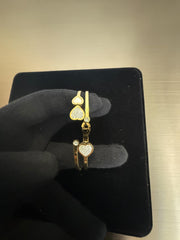 Triple Heart Crystal Gold-Tone Hinged Bangle Bracelet 8020