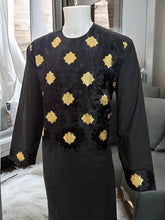 Afghan Parahan Tunban for Men Machine Embroidered Black Gold Traditional Wear Large