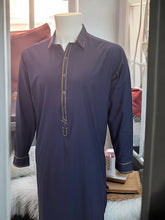 Afghan Parahan Tunban Kameese Shalwar with Minimal Embroidery Navy XL