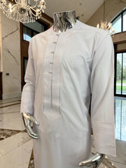 Men’s White Embroidered Afghan Parahan Tunban Set | Small–X-Large
