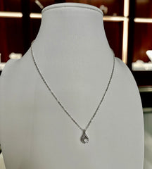 1 Carat Round Moissanite Teardrop Pendant Necklace – Silver Tone Halo Necklace with GRA Certificate & Jewelry Box 7064