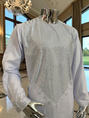 Medium White Shesha Afghan Parahan Tunban Groom Wear