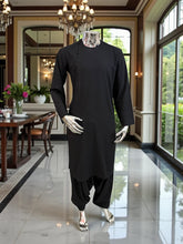Small Black Afghan Parahan Tunban Qasimi Design kameese shelwar