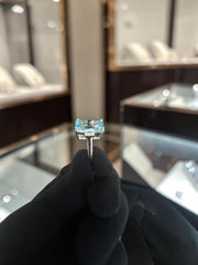 Elegant Emerald Cut Sky Blue Zircon Cocktail Ring for Women – Silver Plated Statement Engagement & Wedding Ring S6