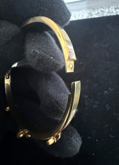 Stainless Steel Floral Crystal Bangle Bracelet – Gold or Silver