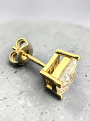 1 CT Princess-Cut Moissanite Stud Earrings – Gold or Silver, D Color VVS1