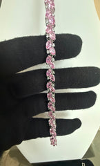 Pink Crystal Tennis Bracelet for Women – Silver Tone Statement Bracelet – Luxury Gift Bracelet 7244