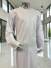 XX-Large Men’s White Parahan Tunban – White-on-White Machine Embroidered Afghan Traditional Outfit 7218