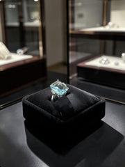 Elegant Emerald Cut Sky Blue Zircon Cocktail Ring for Women – Silver Plated Statement Engagement & Wedding Ring S6