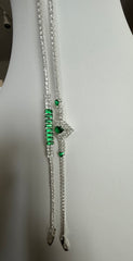 Emerald Green Crystal Double Bracelet Set – Silver Tone Pear & Baguette Statement Bracelets 7106