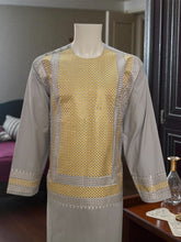 Men’s Gray Kameez – Gray with Gold & Matching Color Machine Embroidery | Afghan Outfit (XL)