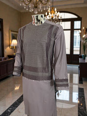 Men’s Plum Parahan Tumban with White Embroidery – Afghan Traditional Outfit (Small)