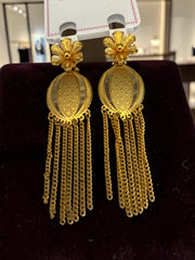 24K Gold-Plated Arab Middle Eastern Floral Fringe Necklace & Earrings Set. 060