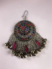 Traditional 4-Piece Afghan Jewelry Set – Handmade Tribal Statement Necklace, Earrings & Headpiece | Vintage Silver-Tone Ethnic Jewelry for Women 012