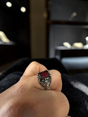 Ruby Red Turkish Eagle Ring – Ottoman Style Statement Ring
