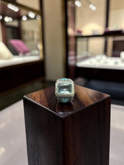 Men’s Vintage Light Blue Zircon Signet Ring – Turkish Inspired Silver Tone Carved Statement Ring | Antique Style Cocktail Ring A5