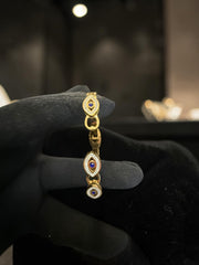 Gold-Tone Stainless Steel Evil Eye Bangle for Women 8024