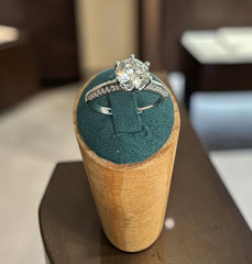 Round Cut Moissanite Solitaire Ring for Women – High-Quality Brass, Pavé Band, GRA Certificate & Gift Box Included 7054