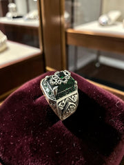 Luqmaan Jewelry Green Stone Ottoman Style Ring