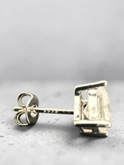 1 CT Princess-Cut Moissanite Stud Earrings – Gold or Silver, D Color VVS1