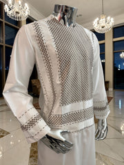 Small Off-White Kandahari Parahan Tunban for Men | Premium Afghan Traditional Wear Yakhandozi