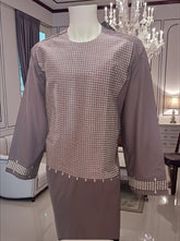Traditional Afghan Parahan Tunban with Machine Embroidery – Plum – XL