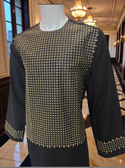 X-Large Black Afghan Parahan Tunban for Men with Machine Embroidery