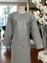 Men’s Grayish Blue Kameez with Black Machine Embroidery – XXL | Luqmaan Boutique
