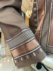 Small Taupe Brown Embroidered Men’s Parahan Tunban Yakhandozi – Premium Traditional Kandahari Yakhan