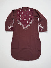 9 Years old Maroon Afghan Parahan Tumban for Boys, Matching White Machine Embroidery