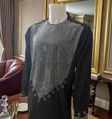 Small Black Afghan Kameez 2-Piece Set with Silver Shesha Mirror Work
