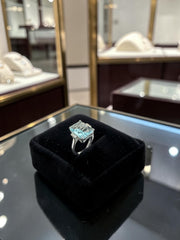 Elegant Emerald Cut Sky Blue Zircon Cocktail Ring for Women – Silver Plated Statement Engagement & Wedding Ring S6