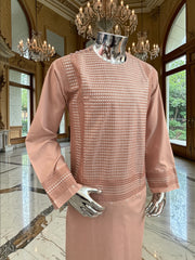 XL Rosewood Afghan Kameez – Premium Fabric with High-Quality Matching Embroidery