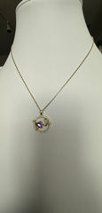 Purple Heart Crystal Pendant Necklace – Gold Tone Stainless Steel Love Pendant 7154