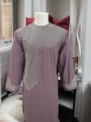 Machine Khamakdozi Embroidered Parahan Tunban for Men – Mauve | Medium
